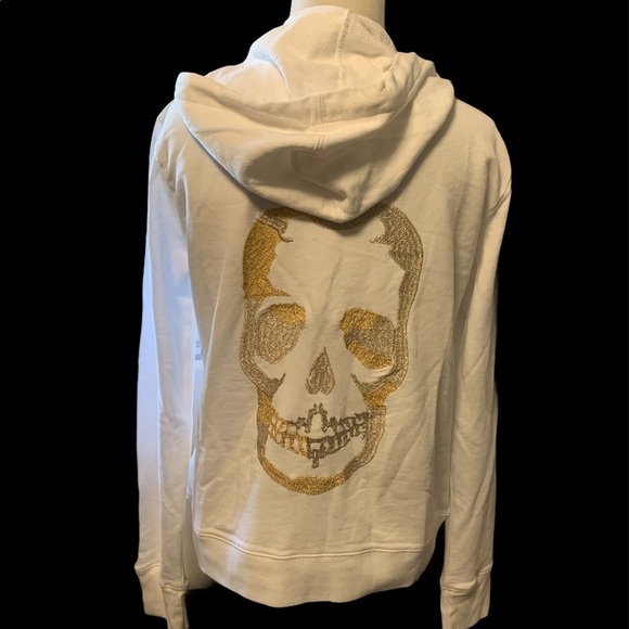 Zadig & Voltaire comfy skull white full zip hoodie - Picture 1 of 12
